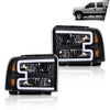 G-PLUS LED DRL BAR Headlight Assembly Compatible with Ford F250 F350 F450 F550 Super Duty 2005-2007/Fit Ford Excursion 2005 HeadLamps Clear lens Black Housing Amber Reflector FO2503217 ‎6C3Z13008CB