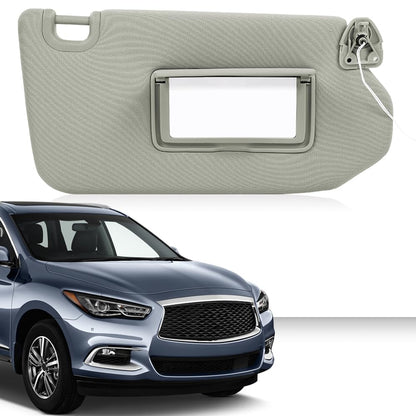 G-PLUS Gray Right Side Sun Visor with with Lights and Mirror Compatible with 2013-2018 Nissan Pathfinder (Platinum, SL, SV)/ 2014-2017 Infiniti QX60 96400-9PB0A