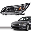 G-PLUS One Left Driver Side Headlight Compatible with Honda Accord 2013 2014 2015 Headlamp Halogen Clear Lens Black Housing Amber ReflectorBumper Headlamps,faros delanteros
