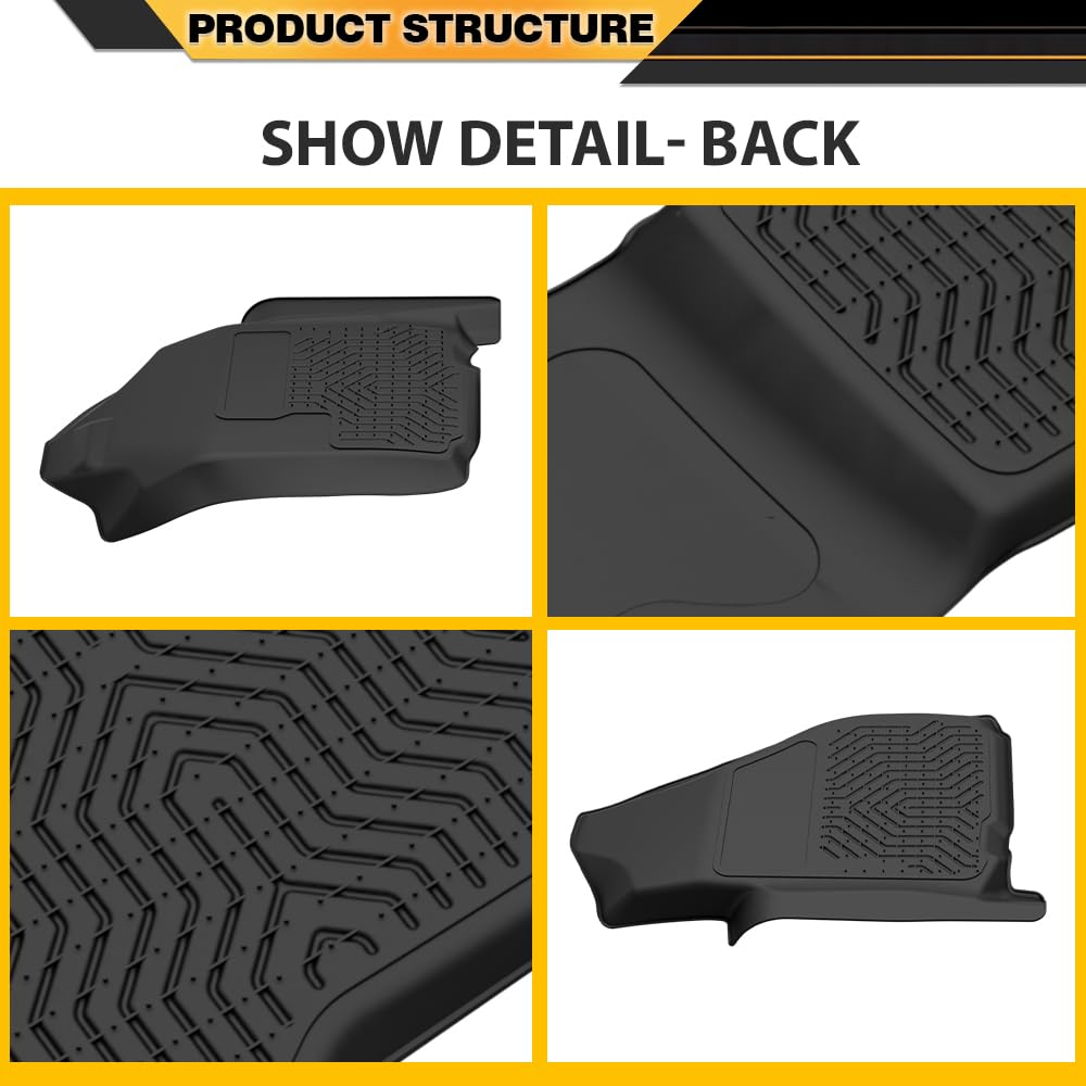 G-PLUS TPE Floor Mats Cargo Liners, Compatibile with Dodge Ram 1500 2500 3500 Quad Cab 2002-2009, 1st & 2nd Row 3PCS, All Weather Full Cover Protection