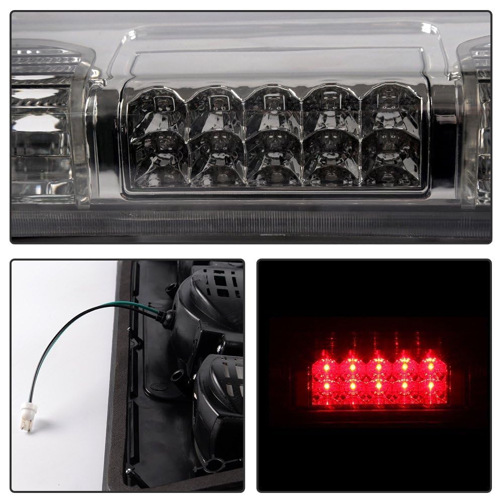 G-PLUS 3rd Third Brake Light Compatible with 2004-2008 Ford F150 Lobo/Fit 2007-2010 Ford Explorer/Fit 2006-2008 Lincoln Mark LT High Mount Stop Lights Smoky Lens Chrome Housing