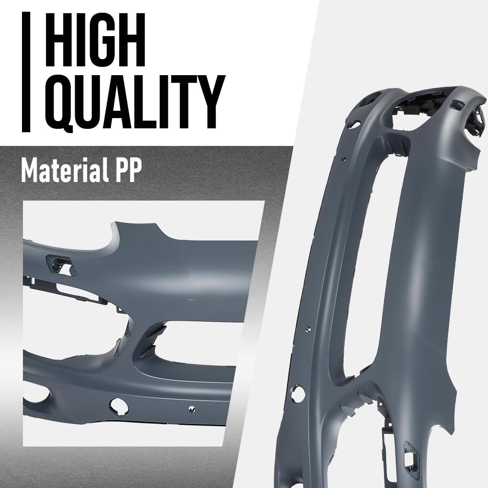 G-PLUS Front Bumper Cover Fascia With Headlight Washer Holes Compatible with Porsche Cayenne 2011 2012 2013 2014 95850522131G2L, PO1000144 Black