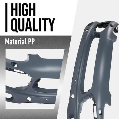 G-PLUS Front Bumper Cover Fascia With Headlight Washer Holes Compatible with Porsche Cayenne 2011 2012 2013 2014 95850522131G2L, PO1000144 Black