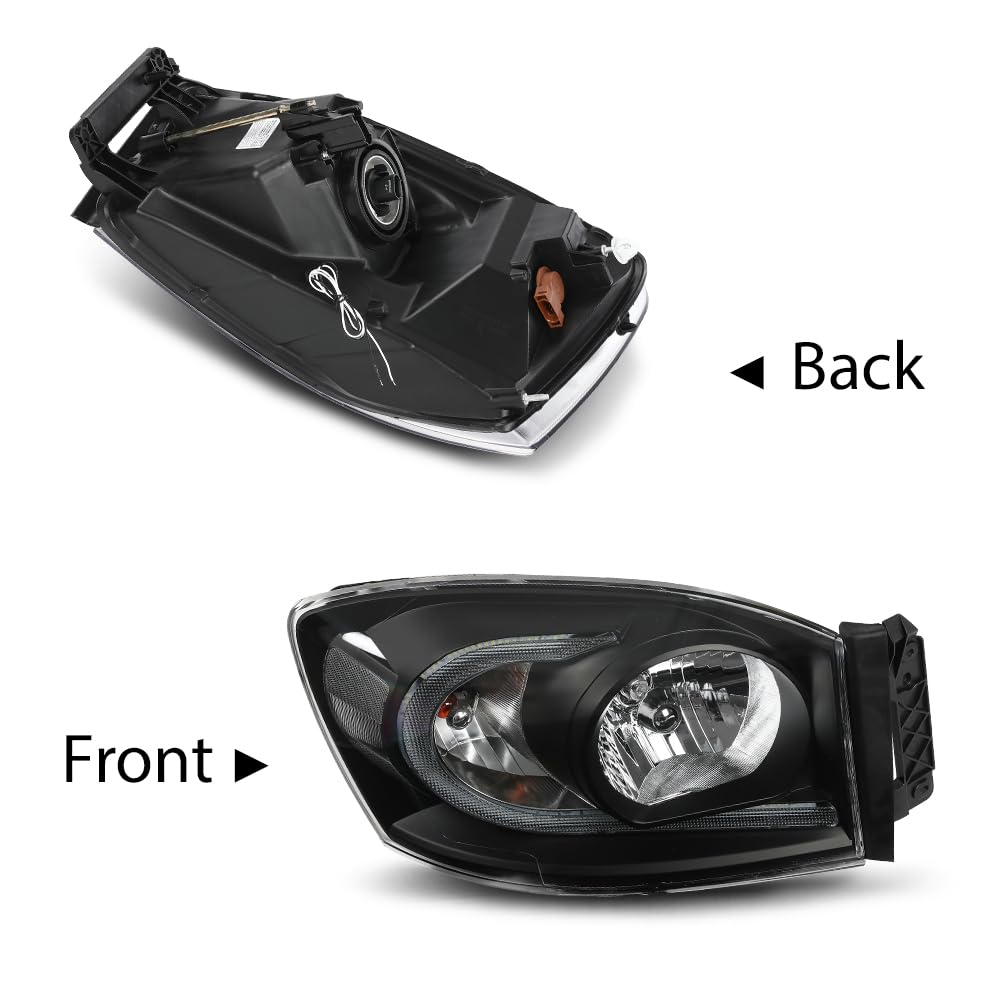 G-PLUS LED Headlights Assembly Front Headlamps Pair Set Compatible with Dodge Ram 1500 2006-2008,Compatible with Dodge Ram 2500 3500 2006-2009 Clear Lens Black Housing Clear Reflector,faros delanteros