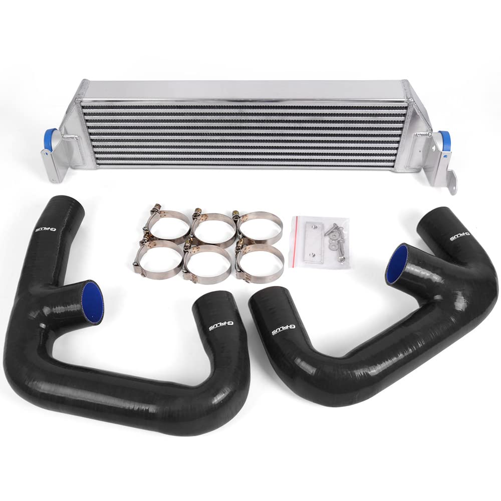 G-PLUS Twin Aluminum Turbo Performance Intercooler Upgrade + Intercooler Pipe Kit Replacement For 2015+ Home Use VW Golf R GTI FWD MK7 2.0T