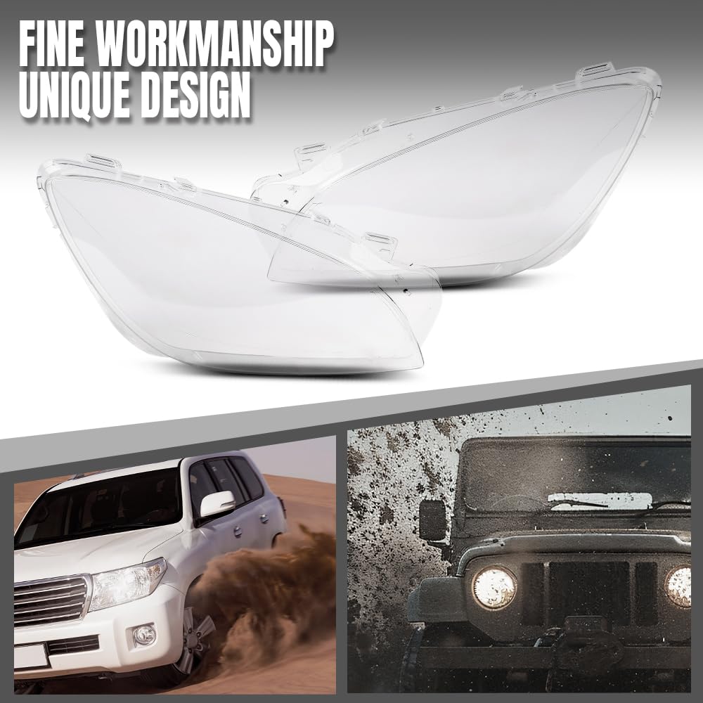 G-PLUS Headlight Lens Cover Compatible with Benz ML-Class W166 ML350 ML400 2011-2015 A1668207359, A1668205559 Left & Right Front Headlamp Lens Cover Clear