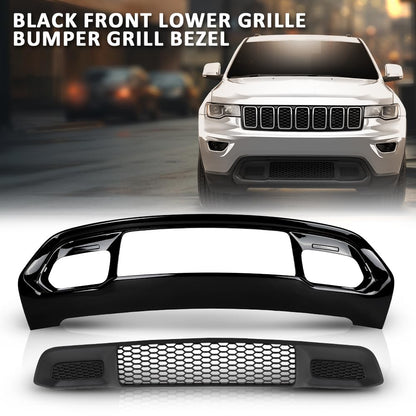 G-PLUS Front Lower Grille & Bumper Grill Bezel Compatible with Jeep Grand Cherokee 2017-2022 Black 5ZM53SZ0AA