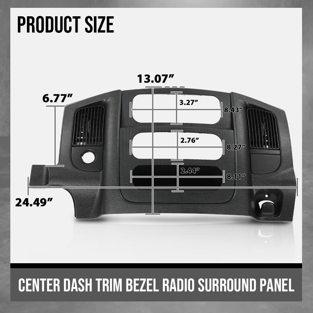 G-PLUS Center Dash Radio Bezel Trim Panel w/Storage Compatible with Dodge Ram 1500 2002-2005/ Fits Dodge Ram 2500 3500 2003-2005 Accessories Black Radio Frame