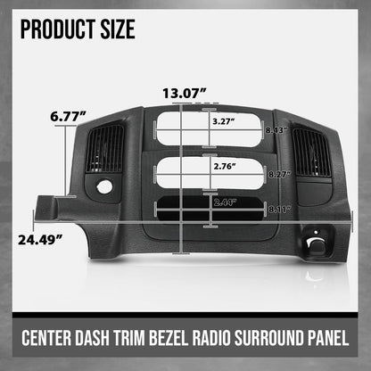 G-PLUS Center Dash Radio Bezel Trim Panel w/Storage Compatible with Dodge Ram 1500 2002-2005/ Fits Dodge Ram 2500 3500 2003-2005 Accessories Black Radio Frame