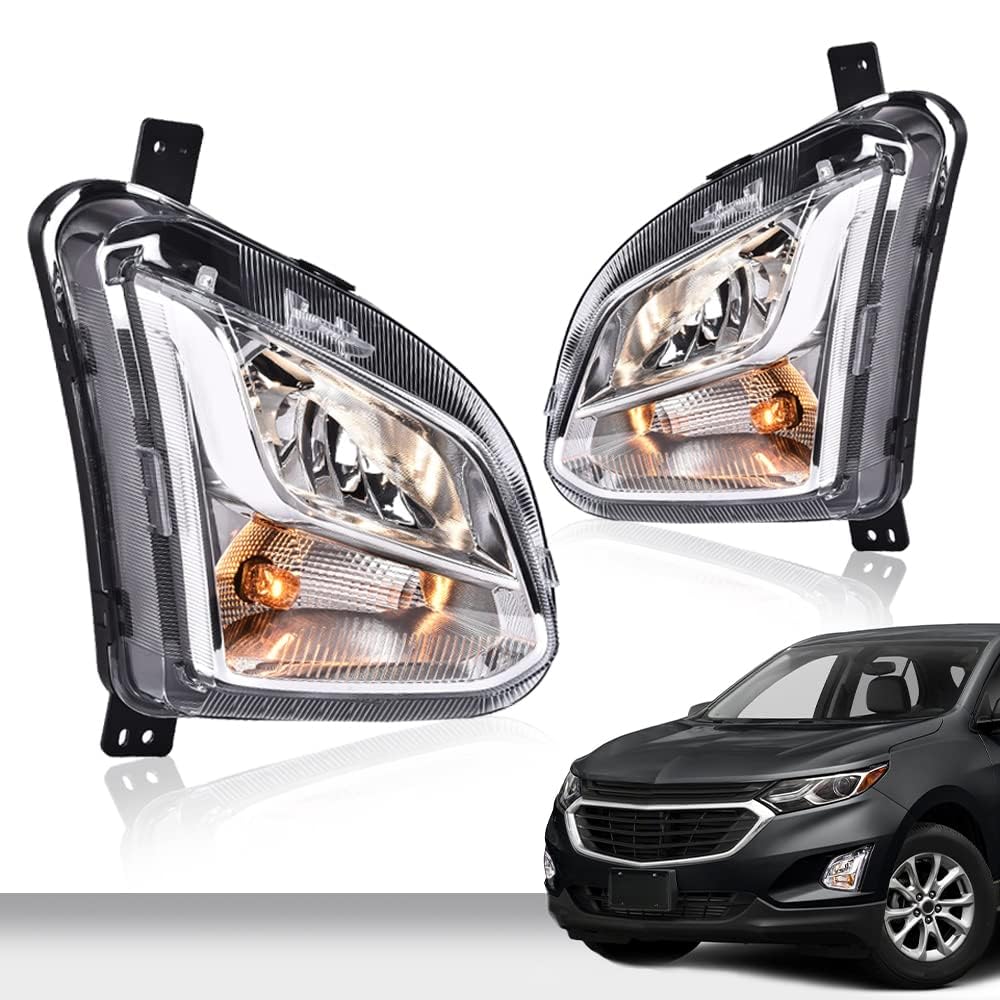 G-PLUS Front Bumper Fog Lights w/Signal Compatible with Chevy Equinox 2018 2019 2020 Clear Lens Driver & Passenger Side Fog Lamps 84226249 84226250 neblineros para autos delantero, faros antiniebla