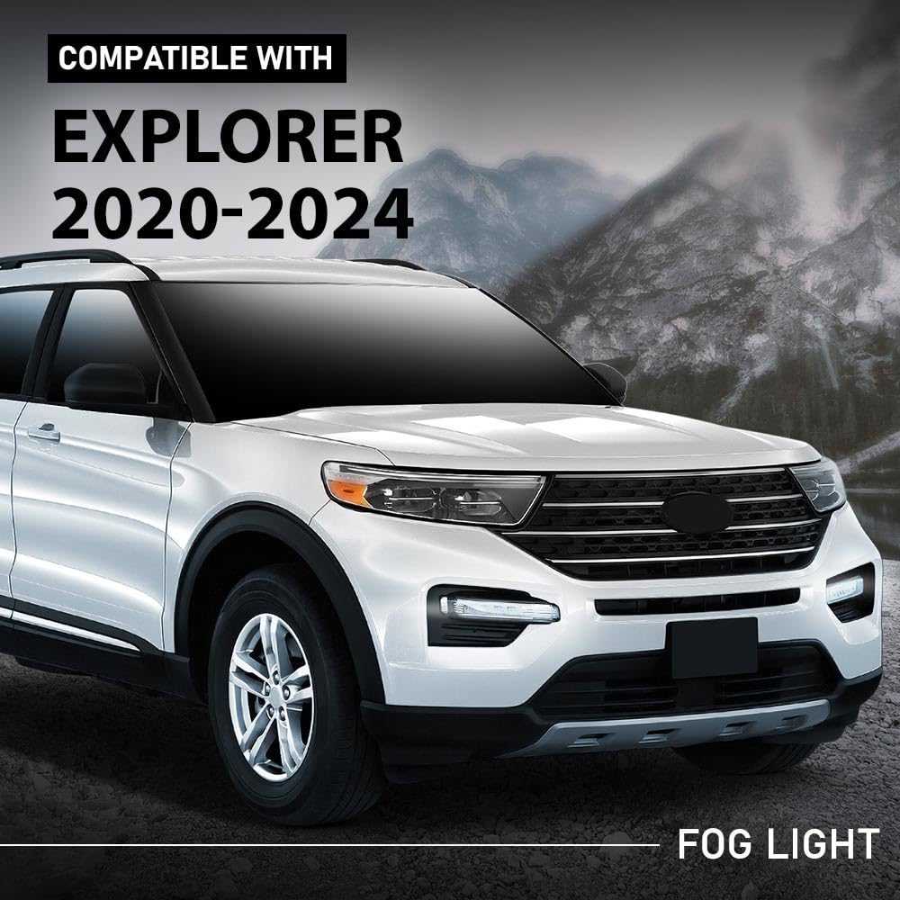 G-PLUS LED Front Right Fog Lights Lamp Assembly, Compatible with Ford Explorer 2020-2024 (Except Timberline Model), Passenger Side, LB5Z15200C, LB5Z15200D