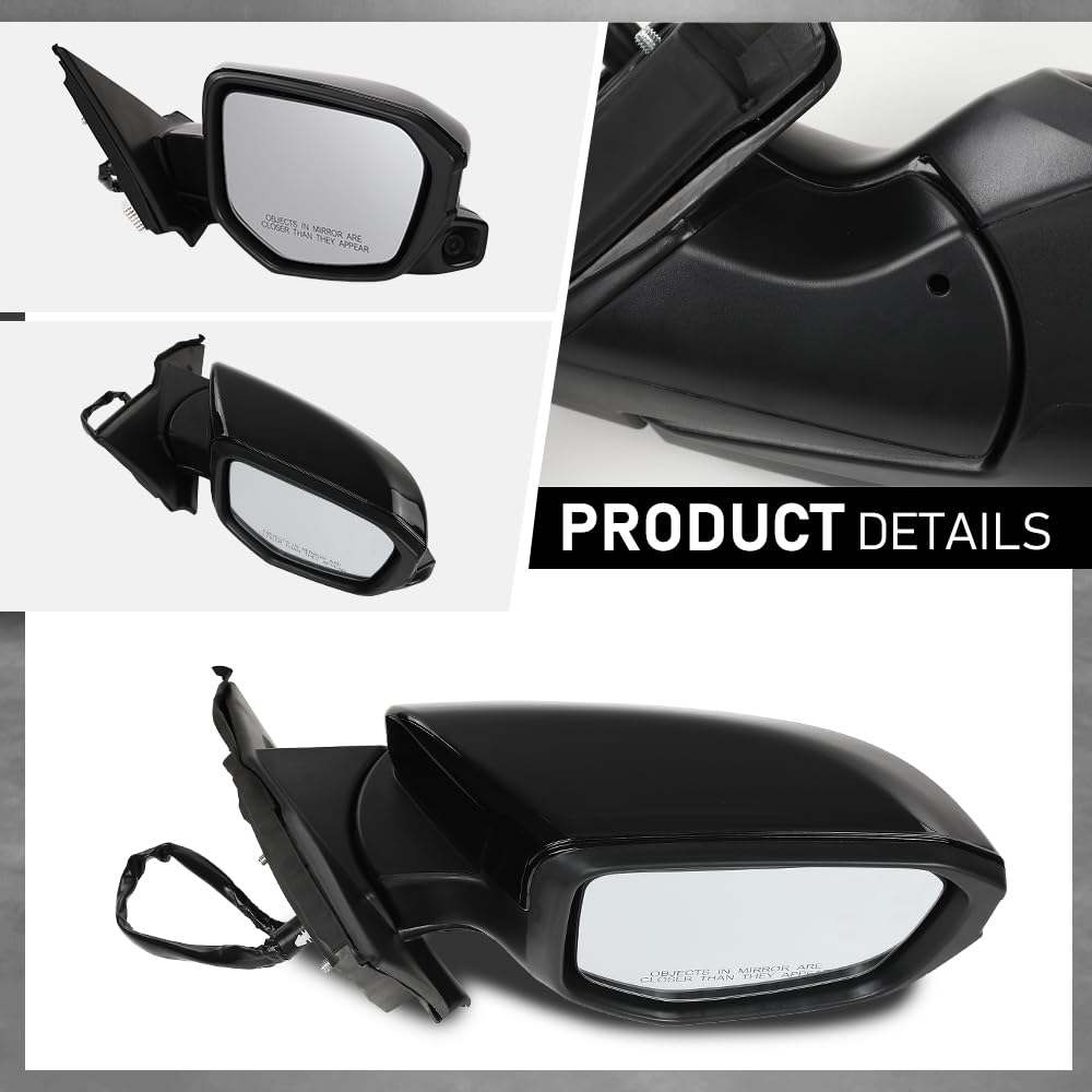 G-PLUS Power Heated View Camera Side Mirror w/ 11-Pin Right Passenger Side Compatible with Honda Civic Sedan 2016-2020 Manual Folding 76201TBAA11ZF 76208TBCA02ZA Glossy Black