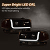 G-PLUS LED DRL Headlights Assembly Compatible with 1999-2007 GMC Sierra 1500/2001-2007 GMC Sierra 1500 HD Bumper Headlamps, Clear Lens Black Housing Amber Reflector，Left & Right,faros delanteros