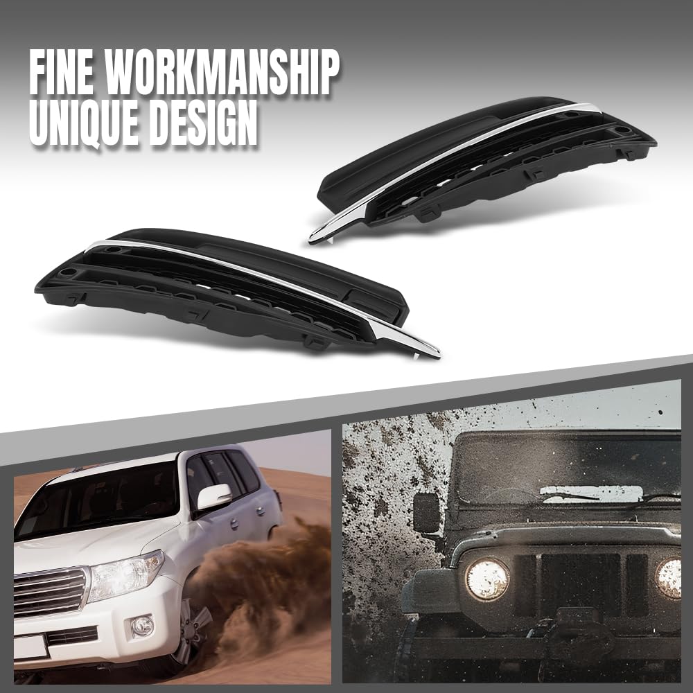 G-PLUS Fog Light Hole Cover Set Left & Right Side Compatible with Volvo XC90 2016 2017 2018 2019 313830440, 313830457 Chrome Black