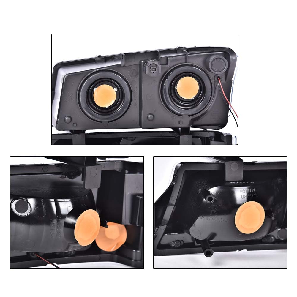G-PLUS LED DRL Headlights Assembly & Tail Lights Fit Chevy Silverado 1500 1500 HD 2500 2500 HD 2003-2006, Clear Lens Chrome Housing Clear Reflector Headlamps Assembly Red Taillights