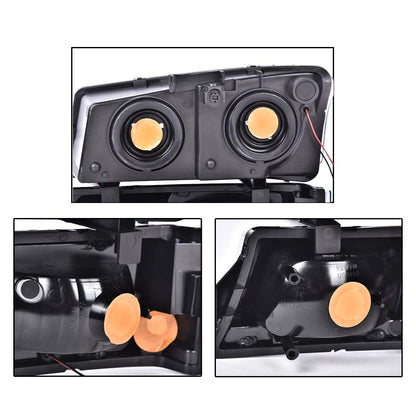 G-PLUS LED DRL Headlights Assembly & Tail Lights Fit Chevy Silverado 1500 1500 HD 2500 2500 HD 2003-2006, Clear Lens Chrome Housing Clear Reflector Headlamps Assembly Red Taillights