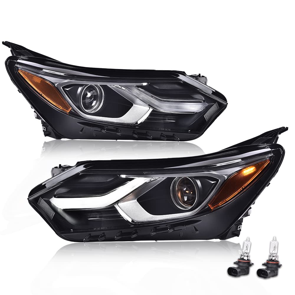 G-PLUS LED Headlights Assembly Compatible with Chevy Equinox 2018 2019 2020 w/Factory HID/Xenon,Left & Right Headlamps Clear Lens Black Housing Amber Reflector,faros delanteros