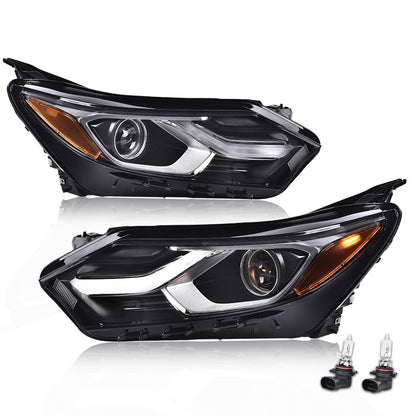 G-PLUS LED Headlights Assembly Compatible with Chevy Equinox 2018 2019 2020 w/Factory HID/Xenon,Left & Right Headlamps Clear Lens Black Housing Amber Reflector,faros delanteros