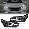G-PLUS LED DRL Headlights Assembly Compatible with Chevy Equinox 2018 2019 2020 w/Factory Halogen Headlight Driver & Passenger Headlamps Clear Lens Chrome Housing 84258448,faros delanteros