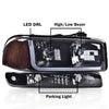 G-PLUS LED Headlights Assembly Fit GMC Sierra 1500HD 2500HD 3500 1999-2007/Fit GMC Yukon XL 1500 2500 1999-2006,DRL Headlamps Smoky Lens Black Housing Amber Reflector,faros delanteros