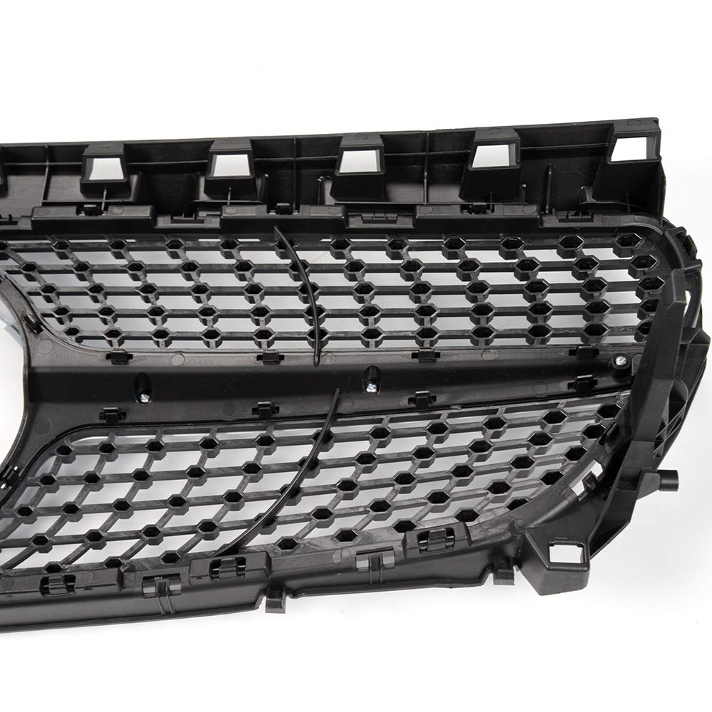 Diamond Star Front Bumper Mesh Grille Compatible with W117 CLA Class CLA180 CLA200 CLA250 CLA45 AMG 2014-2016 Silver Hood Upper Grille Assembly