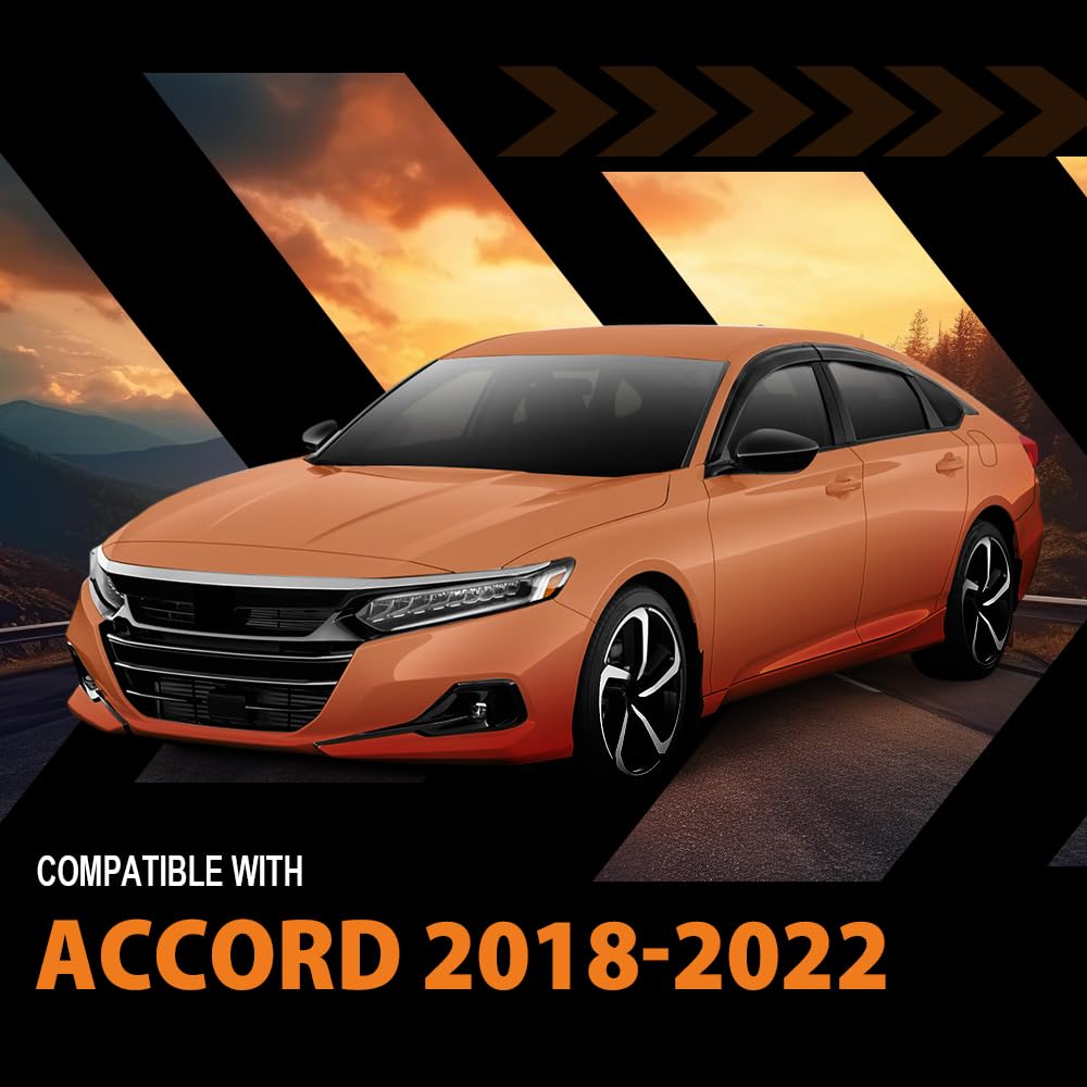 G-PLUS Out-Channel Window Vent Visor Deflectors Tape-On Side Rain Guards Compatible with Honda Accord 2018-2022 Impact-Resistant PMMA 6 PCS Smoky