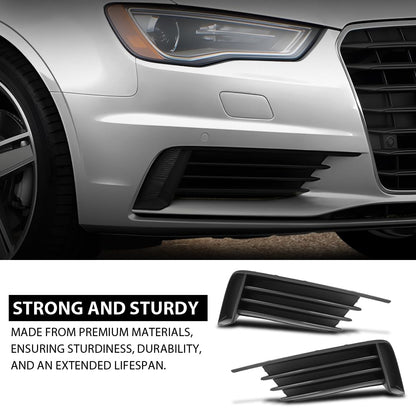 G-PLUS Pair Front Lower Bumper Grilles Covers, Compatible with Audi A3 S3 2013-2017, Left Driver & Right Passenger Side 2PCS, 8V5807682, 8V5807681