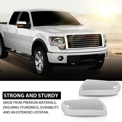 G-PLUS Mirror Covers Left & Right 2pcs Silver Compatible with Ford F150 2009-2014 9L3Z17D743CA, 9L3Z17D742CA