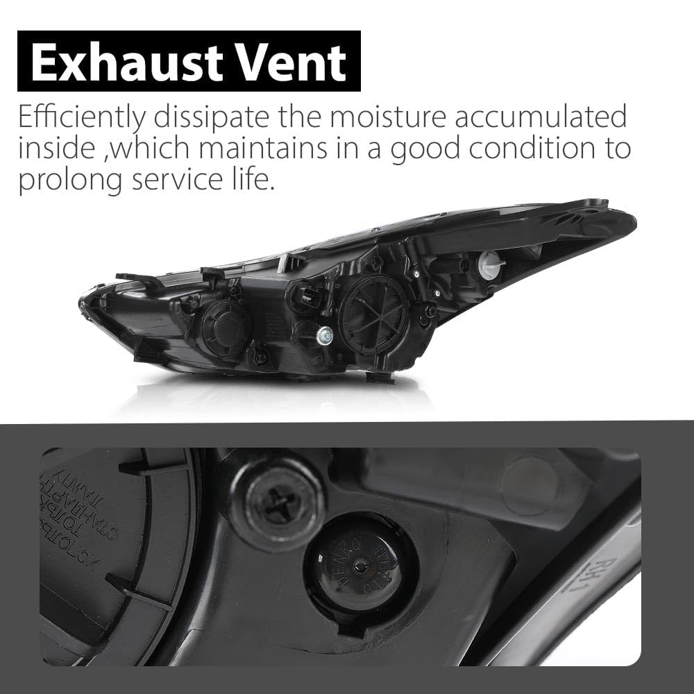 G-PLUS LED Projector Headlights DRL Left & Right Fit Hyundai Elantra 2014 2015 2016 Headlamps Clear Lens Black Housing Amber Reflector,faros delanteros