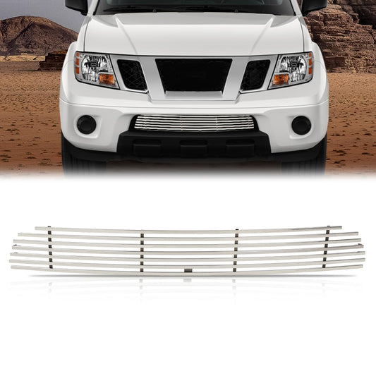 G-PLUS Bumper Stainless Chrome Billet Grille Insert GRILLES | COMPATIBLE WITH NISSAN Frontier 2009-2021 Only With Painted/Plastic Bumper