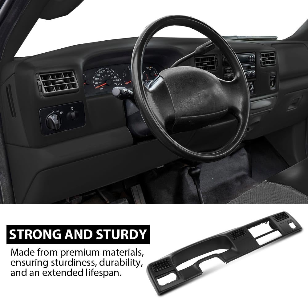G-PLUS Dash Bezel Radio Cluster Trim Panel W/o Hole Compatible with Ford F250 F350 Super Duty 1999-2004 Dashboard Black