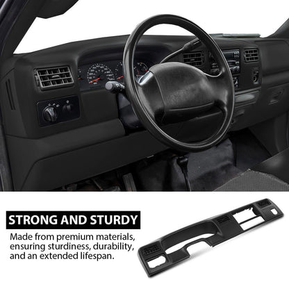 G-PLUS Dash Bezel Radio Cluster Trim Panel W/o Hole Compatible with Ford F250 F350 Super Duty 1999-2004 Dashboard Black