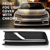 G-PLUS Front Left Fog Light Cover w/Chrome Trim Compatible with Volkswagen Passat 2016-2019 Black Driver Side without Sensor Hole