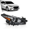 G-PLUS Projector Halogen Headlight Right Passenger Side Compatible with Mazda 3 2017-2018 4-Door Sedan & Hatchback Clear Lens Black Housing Amber ReflectorBumper Headlamps,faros delanteros