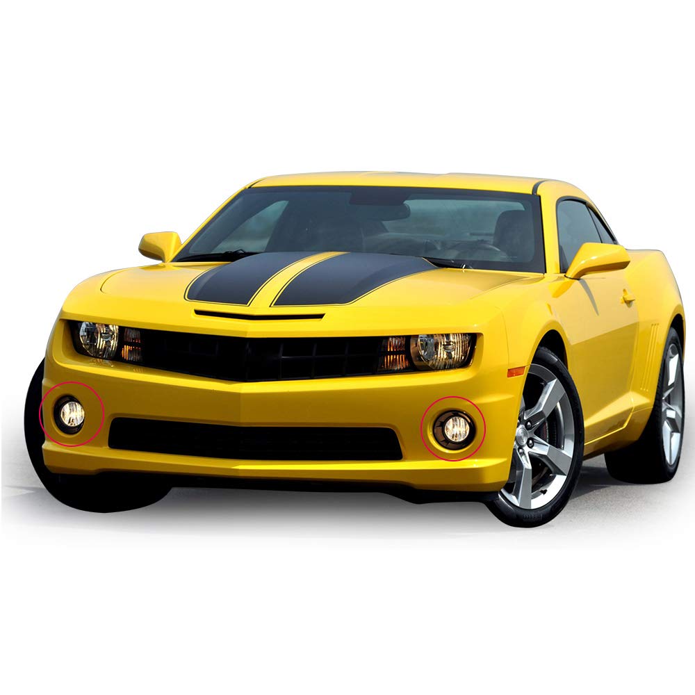 G-PLUS Front Bumper Fog Light Kit Compatible With 2010-2013 Chevy Camaro(NOT Fit For ZL1 Models or RS (RALLY SPORT) Models),Driving Fog Lamps Wiring & Switch Kit (Clear Lens)