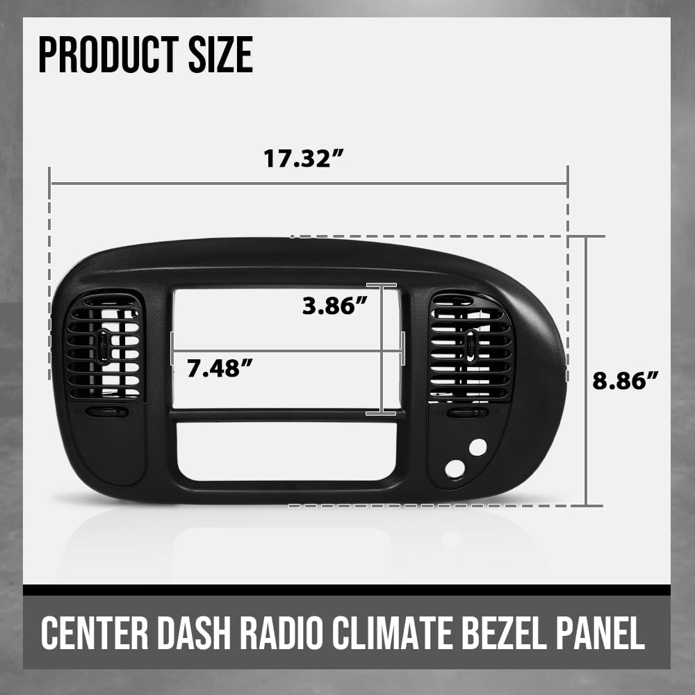 G-PLUS Center Dash Radio Bezel Compatible with Ford F150 Expedition 1997-2003 Black Dashboard Cover