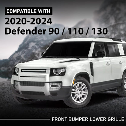 G-PLUS Front Bumper Lower Grille Compatible with Land Rover Defender 90 110 130 2020-2024 Glossy Black Grill LR133561, LR129440, L8B217H750BA