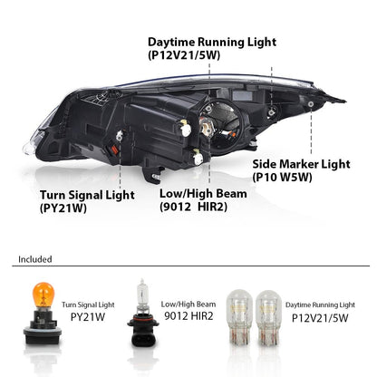 G-PLUS Halogen Headlight Right Side w/LED DRL & Turn Signal Light Compatible with Buick Regal 2014 2015 2016 2017 GM2503413, 13409903 Bumper Headlamps,faros delanteros
