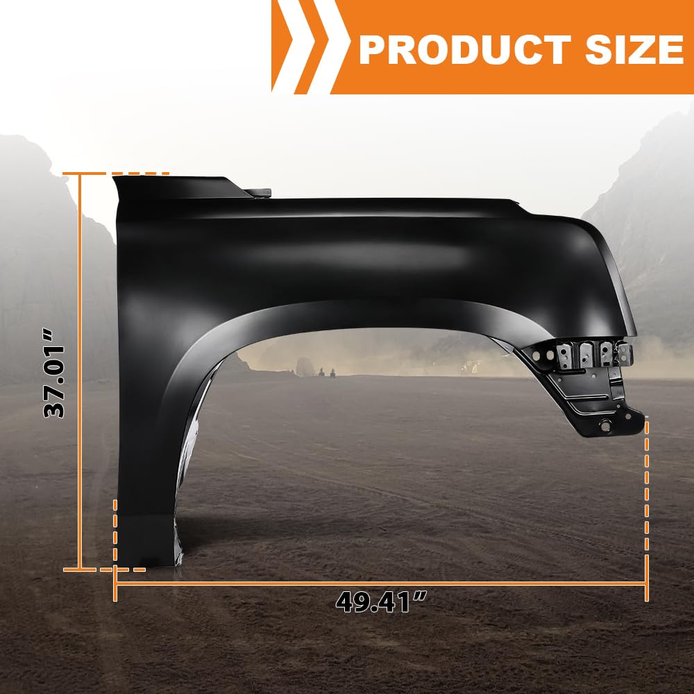 G-PLUS Front Right Passenger Side Fender Compatible with GMC Yukon/Yukon XL(submodel: Denali, SLE, SLT) 2015-2020 23272197, 22756426, 84216912, GM1241390 Black