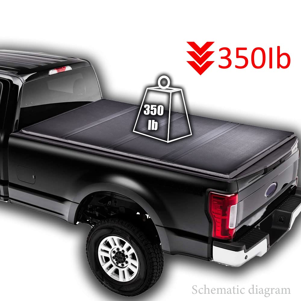 G-PLUS T4 Four-Fold Hard 8Ft Truck Tonneau Cover Replacement for 1999-2017 Ford F250 F350 F450 Super Duty,96" Long Bed Black