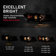 G-PLUS Headlights Assembly for Mazda 3 Sedan 2004-2009 Clear Lens Black Housing Side View