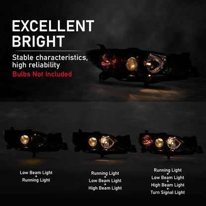 G-PLUS Projector Headlights Assembly Compatible with Mazda 3 4-Door Sedan 2004-2009,NOT Fit Hatchback Models, Headlamps,faros delanteros Clear Lens Black Housing Amber Reflector Left & Right