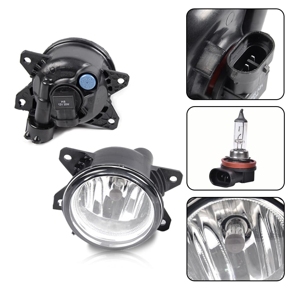 G-PLUS Front Bumper Fog Lights Compatible with Honda Civic 2/4dr Models 2016-2017 Clear Lamps+Switch+Bulbs, neblineros para autos delantero,faros antiniebla(Not fit Touring & SENS models)