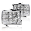 G-PLUS Headlights Assembly Fit Chevy Silverado 1500 2007-2013/Fit Silverado 2500 3500 & HD 2007-2014,NOT 07 Old Body Classic,Clear Lens Chrome Housing Clear ReflectorBumper Headlamps,faros delanteros