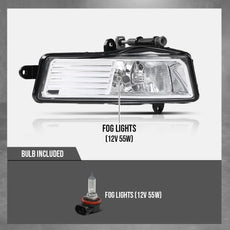 G-PLUS Fog Lights 2PCS for Audi A6 C6 S6 Quattro 2009-2011 Black Side View
