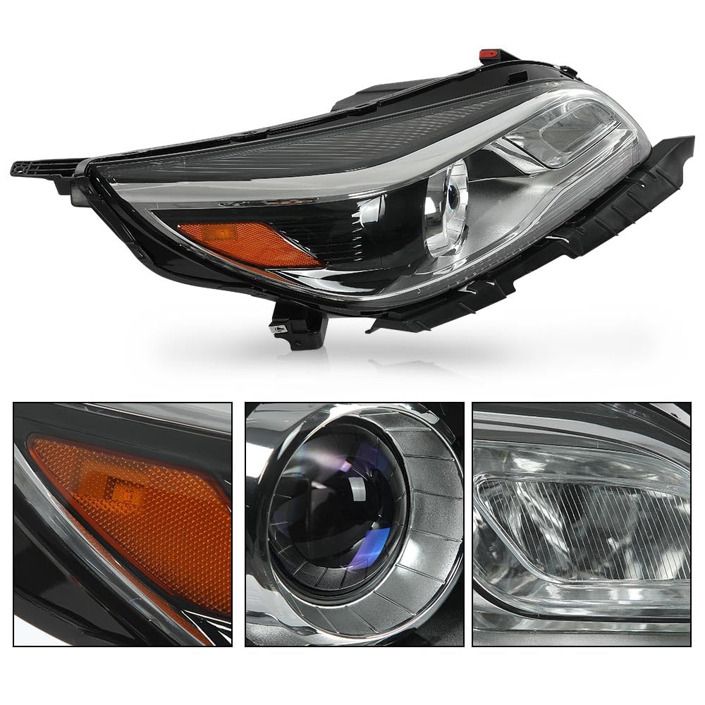 G-PLUS Headlight Assembly Compatible with Chevy Malibu Limited 2013 2014 2015 2016 Right Passenger Headlamps HID Xenon Lamp w/o D3S HID Bulb Clear Lens Black Housing,faros delanteros