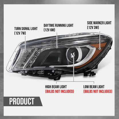 G-PLUS Headlight Left Side Assembly Compatible with Benz CLA250 CLA45 2014 2015 2016 without modules and ballasts 1179065500, MB2502224 Black
