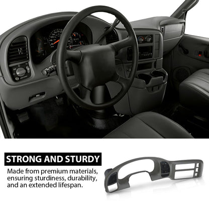 G-PLUS Dash Radio Cluster Trim Bezel Panel Compatible with Chevy Astro GMC Safari 1995-2005 15718197 Gray