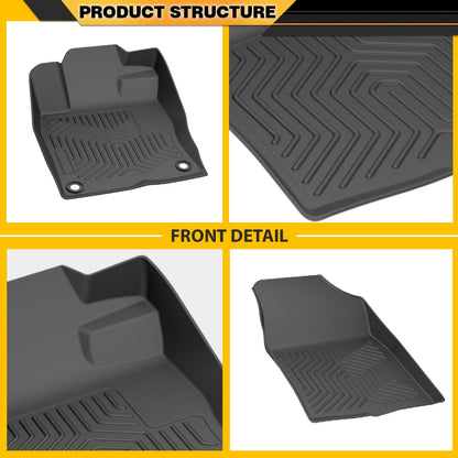 G-PLUS TPE Cargo Liners Compatible with 2016-2021 Honda Insight/Civic Coupe/Civic Sedan 3PCS Black Floor Liners Front & 2nd Row All Weather Full Cover Protection