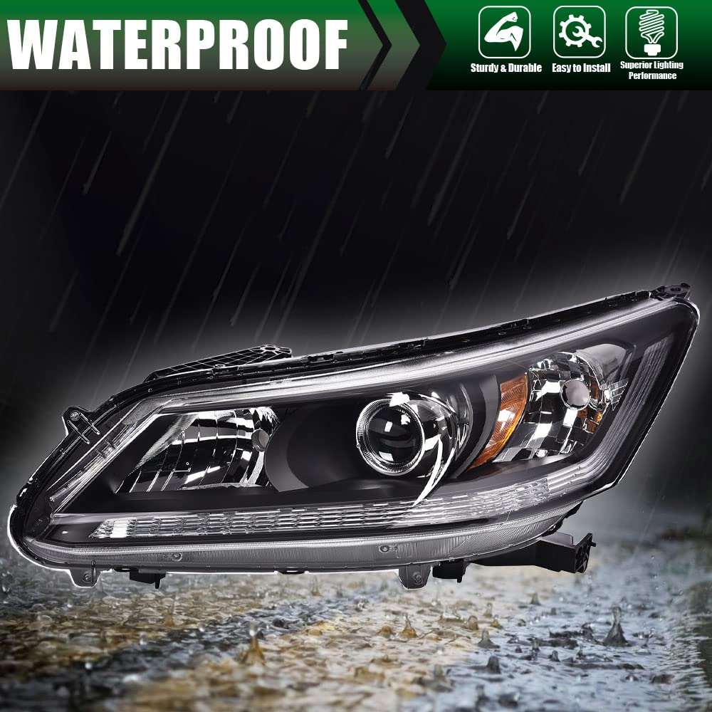 G-PLUS Headlights Compatible with 2013 2014 4-Door Sedan Honda Accord Factory Style Automotive Headlamps Assembly (Black Passenger & Driver Side(Left+Right)),faros delanteros